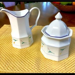 ❤️CHRISTOPHER STUART fine China sugar bowl & cream pitcher.  Sundance, Askura